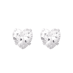 Brinco de Coração Ponto de Luz Zircônia em Prata 925